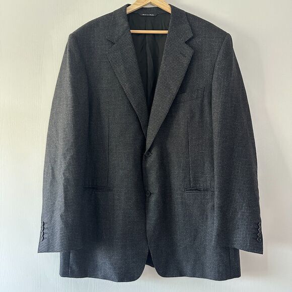 Canali Suit Sports Jacket Coat Mens 46L Cupro Wool Plaid Check Houndstooth Italy - Picture 1 of 11